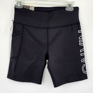 Calvin Klein Outline Logo Bike Shorts Black Medium Stretch Side Pocket 7" Inseam